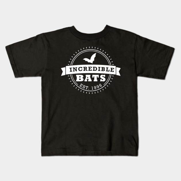 Incredible Bats Circle Logo White Kids T-Shirt by Jujufox